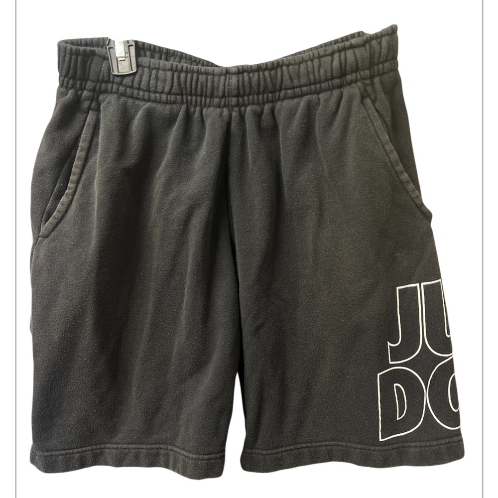 MENS NIKE JUST DO IT SWOOSH COTTON SWEAT SHORTS SIZE MEDIUM BLACK STRETCH - Picture 2 of 6